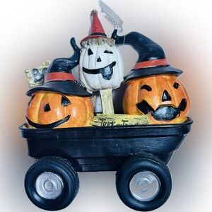 NWT Transpac Halloween Decoration – 9” Trick-or-Treat Wagon